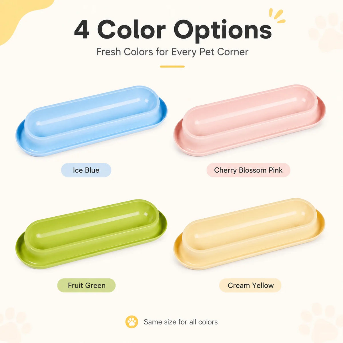 Extra Long Pet Feeding Bowl for Multiple Cats Dogs Anti Slip Anti Tip Tilted Neck Protection Food Water Feeder
