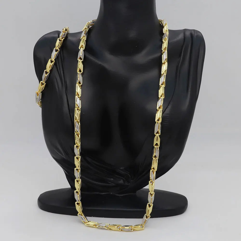 60cm High Quality Necklace 14K Gold Plated Jewelery for Men and Women Chain with Hand Chain Bracelet