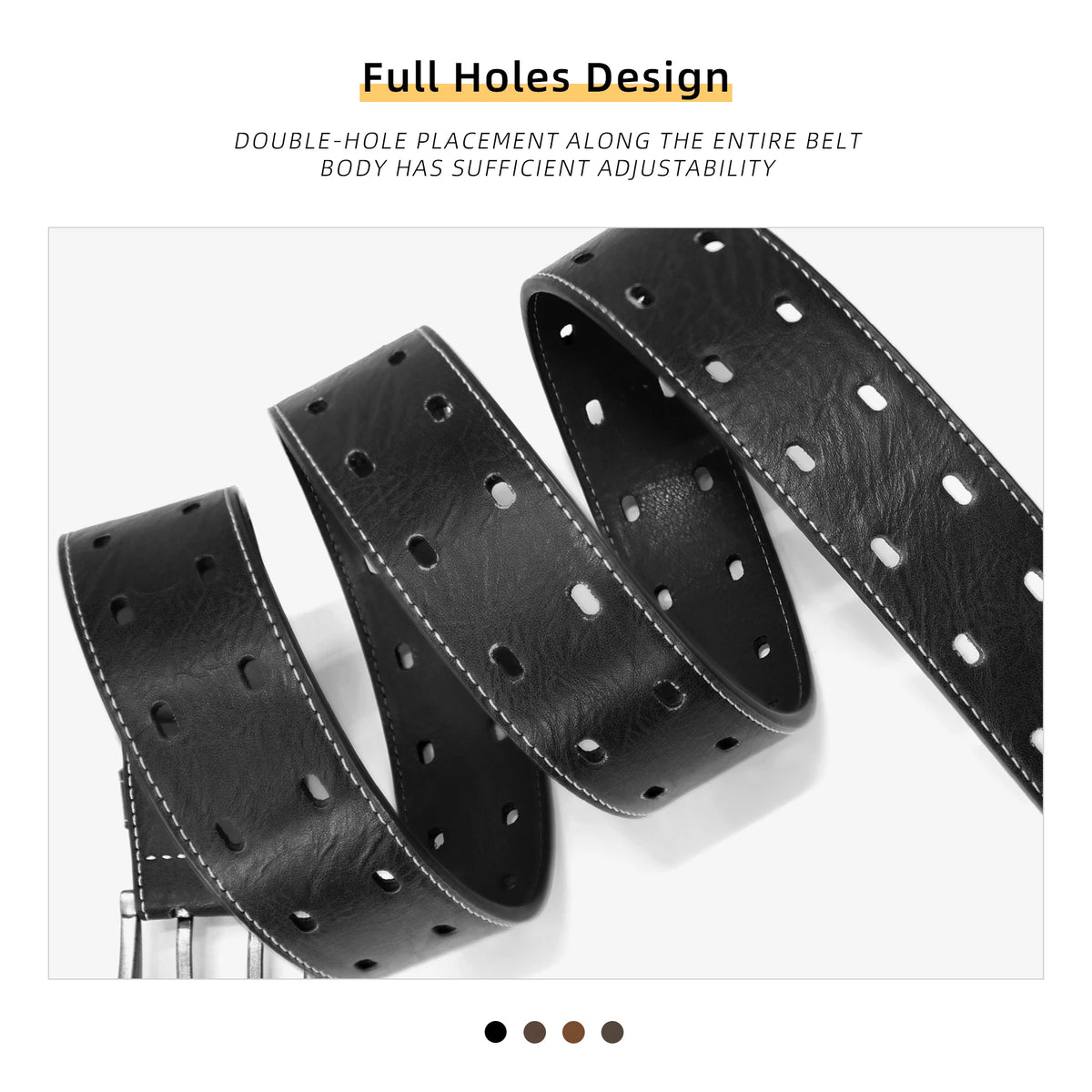 Men Classic Double Prong Belt Fashion Casual Heavy Duty Work Faux Leather Belts For Jeans Pants