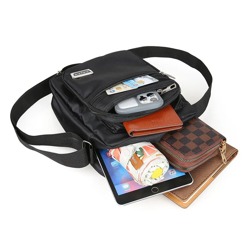 Men's Shoulder Bag Business Leisure Large Capacity Portable Handbag Multi Layer Waterproof Summer Male's Crossbody Bags