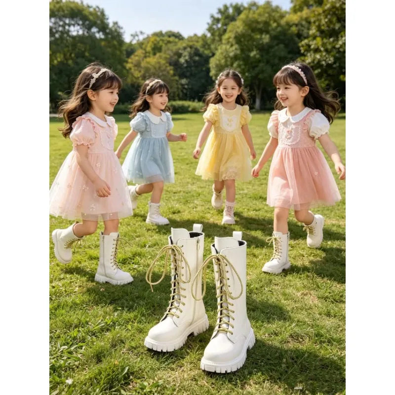 Childrens Fashion Boots 3-18 Years Old Boys Girls Tall Boots Autumn Winter Style British Style Kids Princess Long Boots Shoes