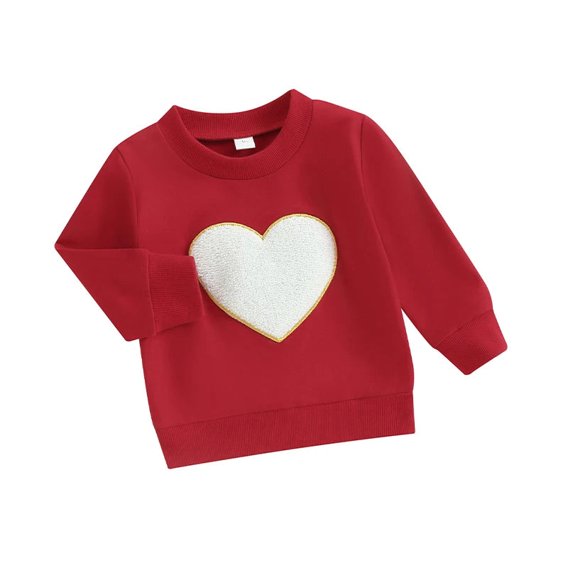 0-3Y Baby Kids Valentine's Day Sweatshirts Tops Toddler Heart Pattern Long Sleeve Pullover Shirt Tops Spring Fall Kids Clothes