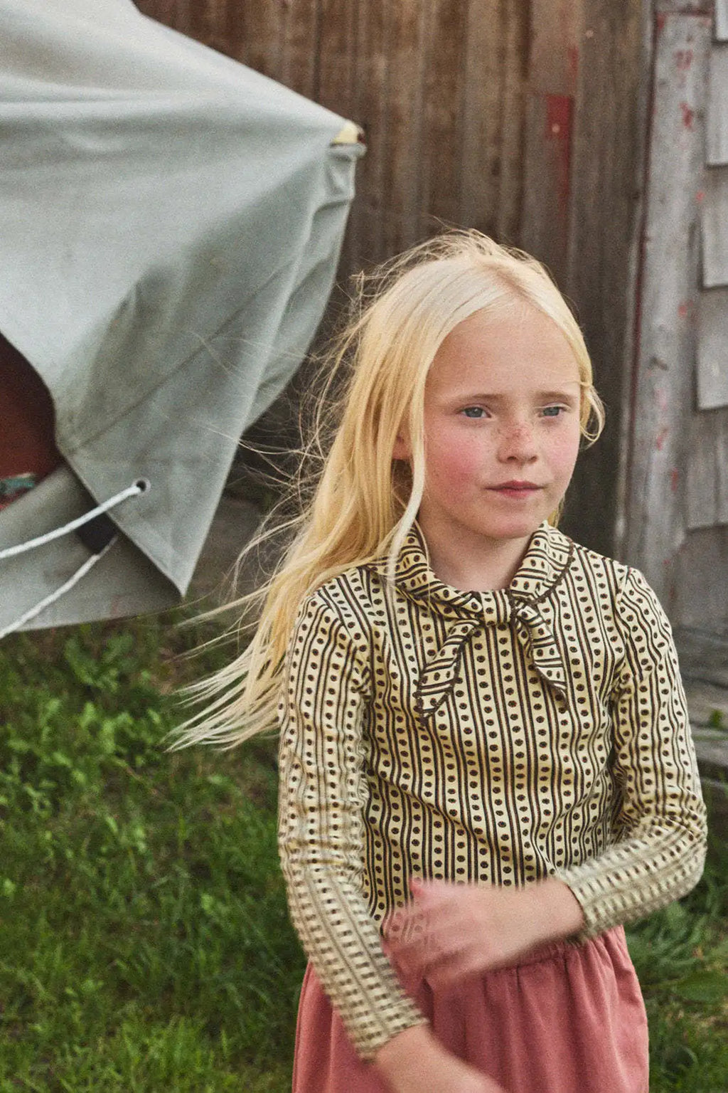 Kids' Sweater Set for Autumn & Winter 2025 MP Series - Girls' Tie-Front Shirt, Popcorn Knit Top, Skirt and Shawl Set