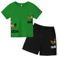 Kids Summer Leisure Letter 2pcs O-neck Short Sleeve T-shirts+Pants Suits 3-13 Years Boys Girls Casual Outfits Children Clothes