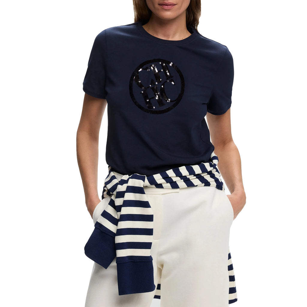 New Women's Tops Short Sleeve O Neck Shirts Casual Temperament Sequin Design Cotton Fashion Female Tops Summer Women Tee Tops