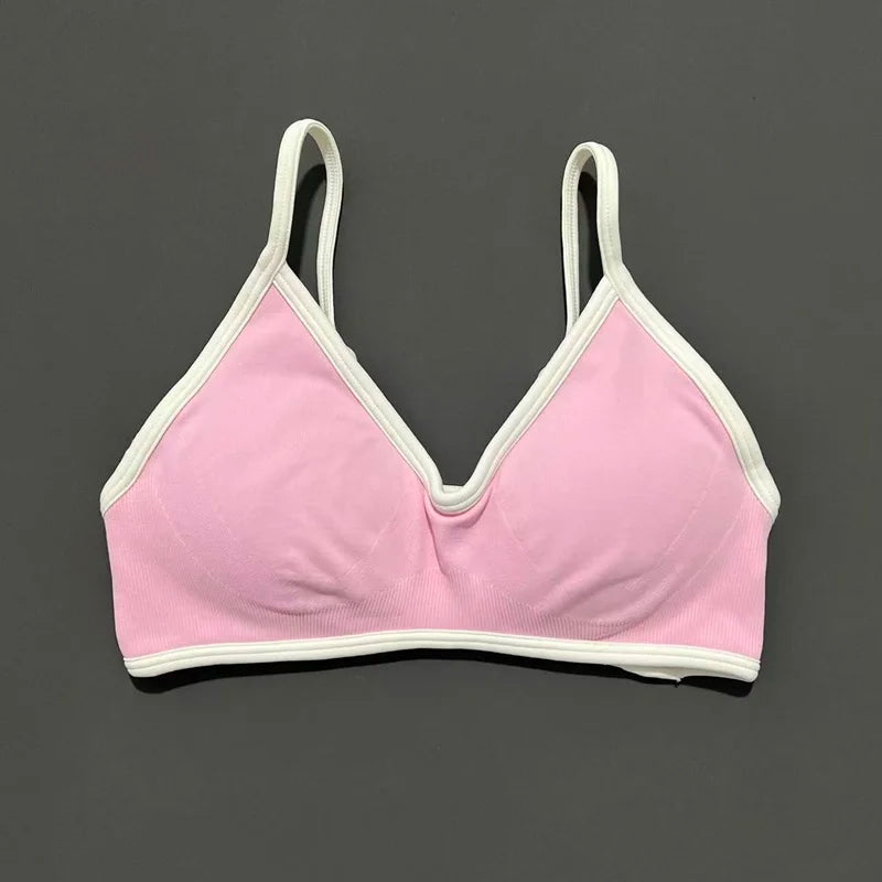 Sports Bra For Women Padded Wireless Yoga Bra Seamless Breathable Shockproof Gym Workout Crop Top Adjustable Straps Bralette