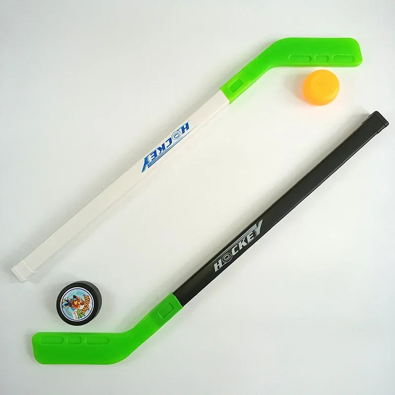1set Kids Floor Hockey Stick Youth Indoor Outdoor Toys Sports Starter Set with Plastic Puck and Ball for Toddlers Children Ages