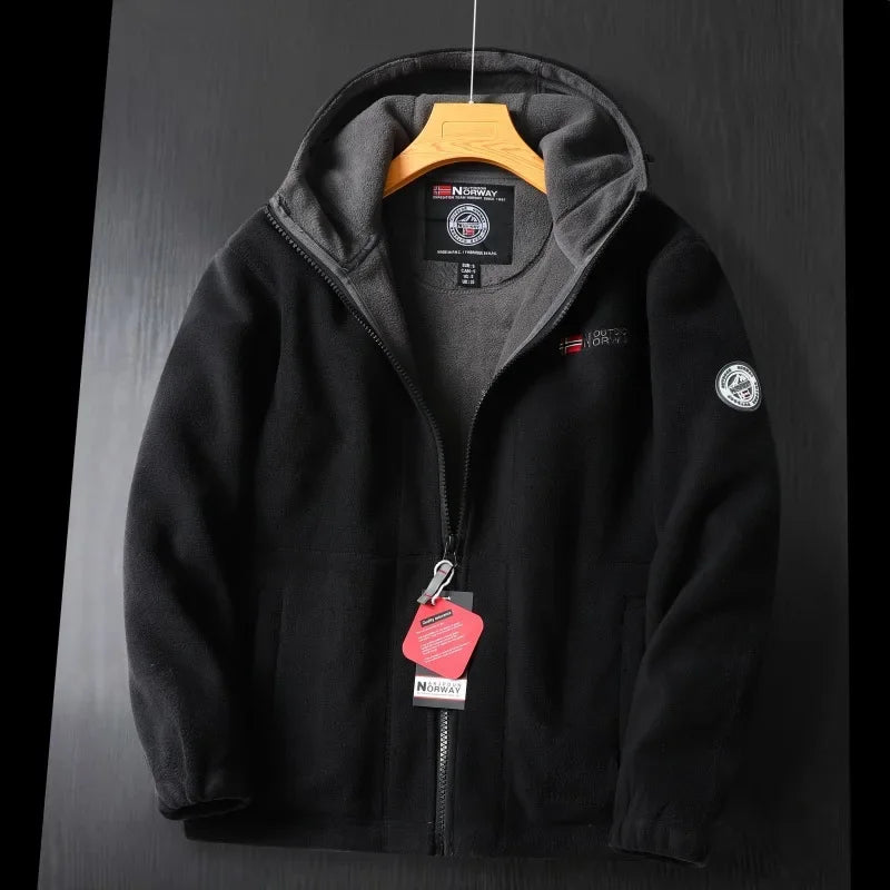 2025 Hot Selling Norway Cold Resistant Warm Thick Double-layer Hooded Fleece Winter Plus Fleece Men's and Women's Same Size