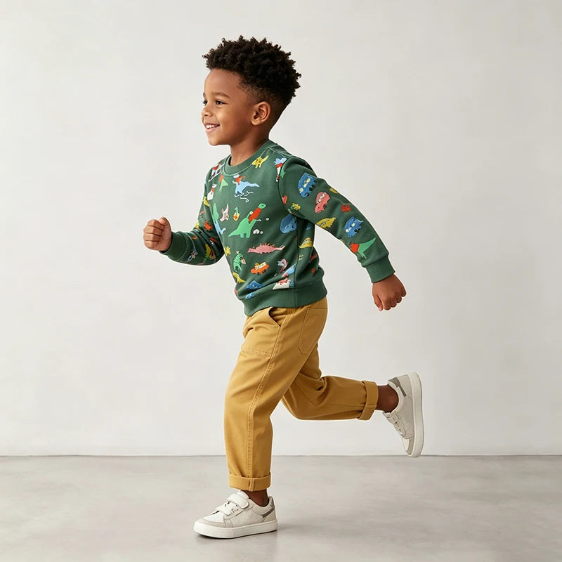 26 Autumn New Kids' Sweatshirt European Style Christmas Dinosaur Print Boys' Long Sleeve Base Layer