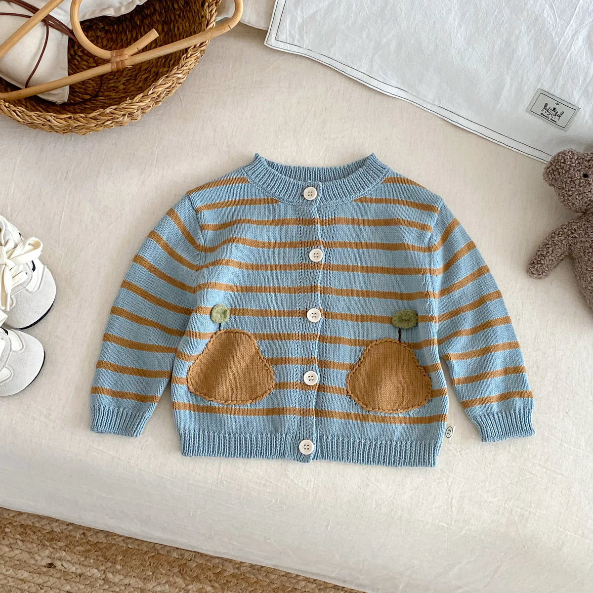 Kids Knitted Cardigan 2025 Autumn Korean Cute Girls' Striped Sweaters Coat Baby Boys Casual Knitwear Sweater Cardigans