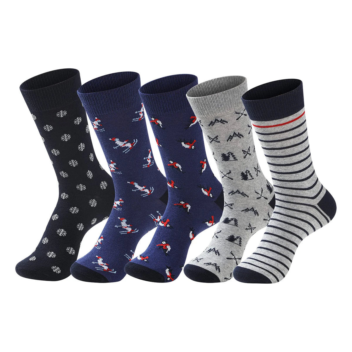 5 Pairs Men's Socks Cotton Business New Fashion Funny Sock With Print Animals Cartoon Middle Sock Male Casual Dresses Clothing