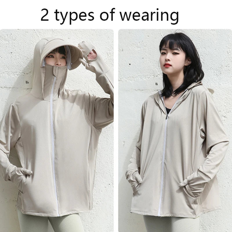 UPF50+ Sun Protection Clothing for Women Sunscreen Jacket Block UV Rays Outdoor Sport Coat Climbing and Cycling Travel Summer