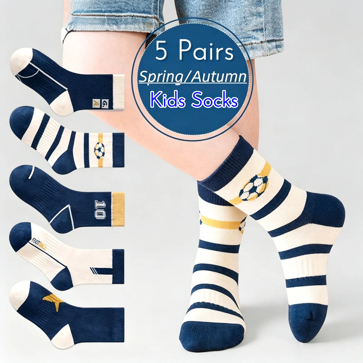 5 Pairs Children's Socks Spring Autumn Socks Kids Boys Cotton Socks Baby Cartoon Pattern Medium Sock