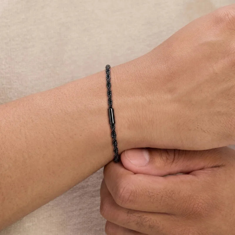 Jewelry Gift for Him Vnox Unisex Rope Chain Bracelets for Men Women Stainless Steel Twisted Links Chain Bracelet Simple Classic