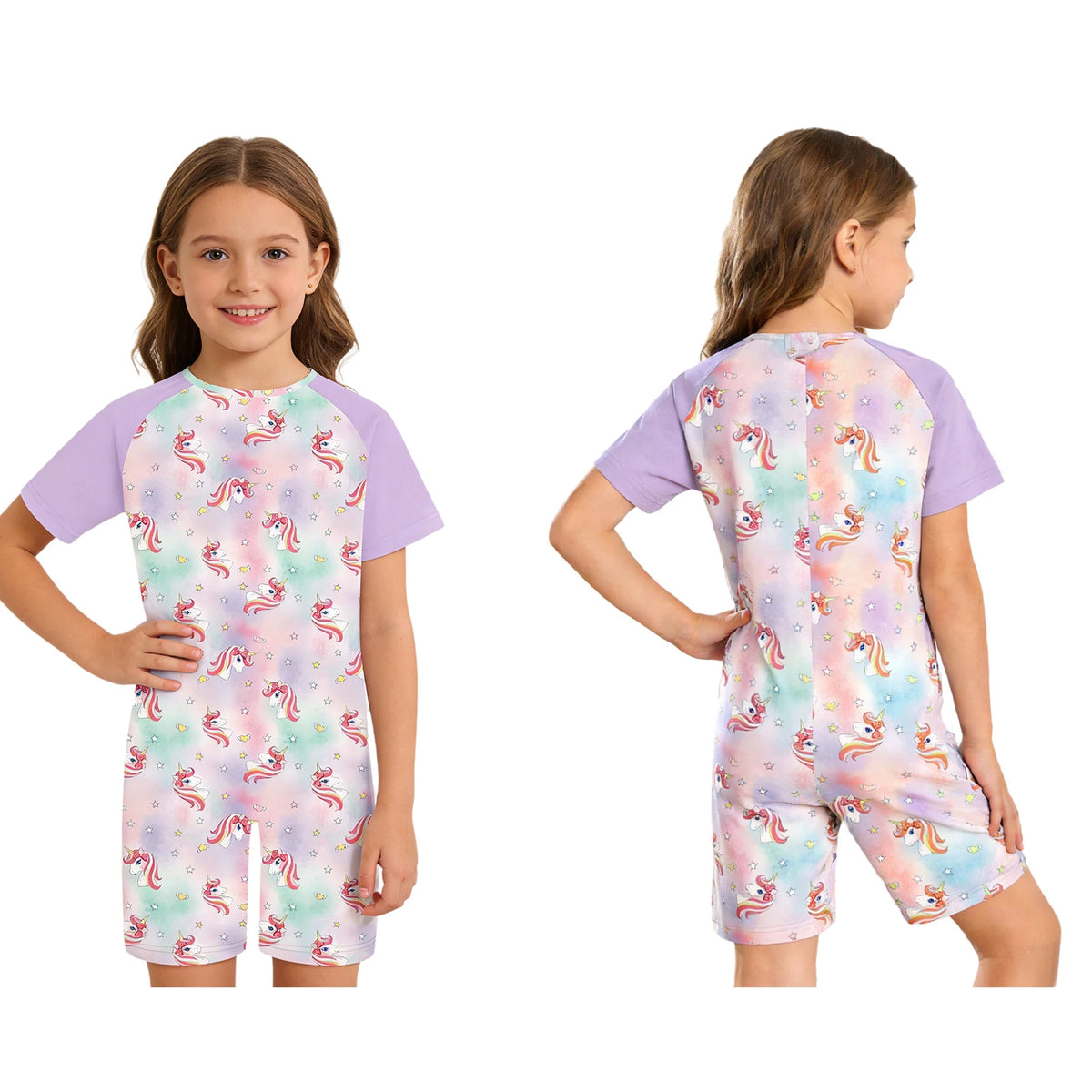 Kids Boys Girls Special Needs Adaptive Clothing Jumpsuit Ideal for Wearing All Day Short Sleeve Print Zipper Anti-Strip Rompers