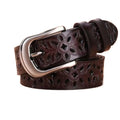 Women Leather Belts for Woman Belt Vintage Pin Buckle Strap Jeans Hollow Belt
