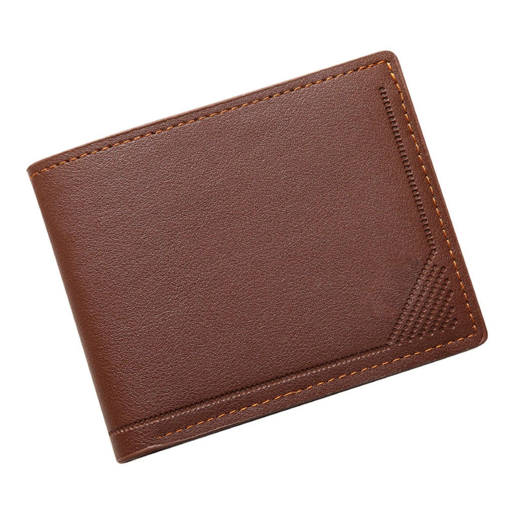 Men's Slim Wallet Short Horizontal Design Multiple Card Slots Large Capacity Soft Leather Business Money Clip
