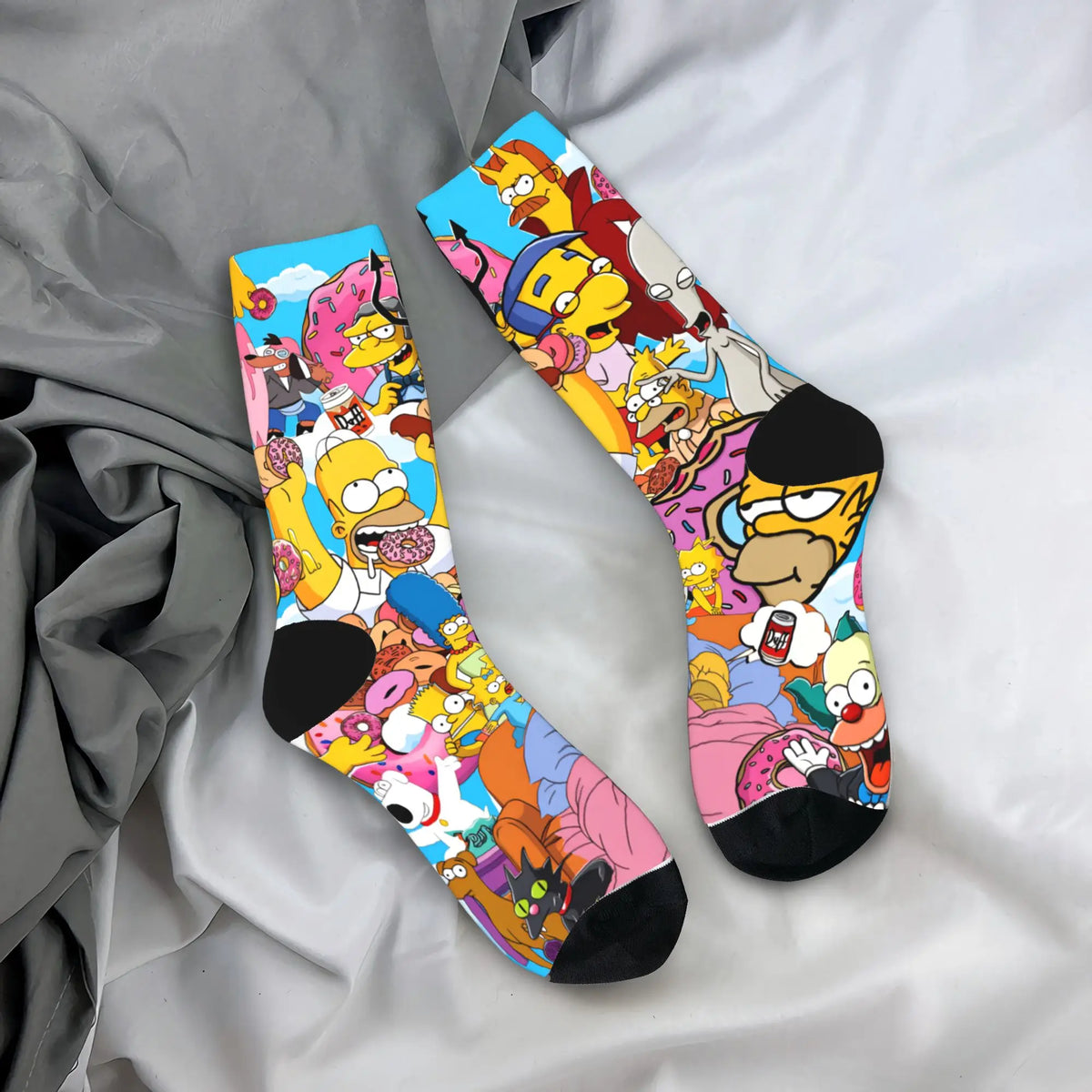 Homer S-Simpsons And Friends Meme Stockings Novelty Socks Unisex Men Breathable Socks Autumn Running Pattern Anti Socks Gift