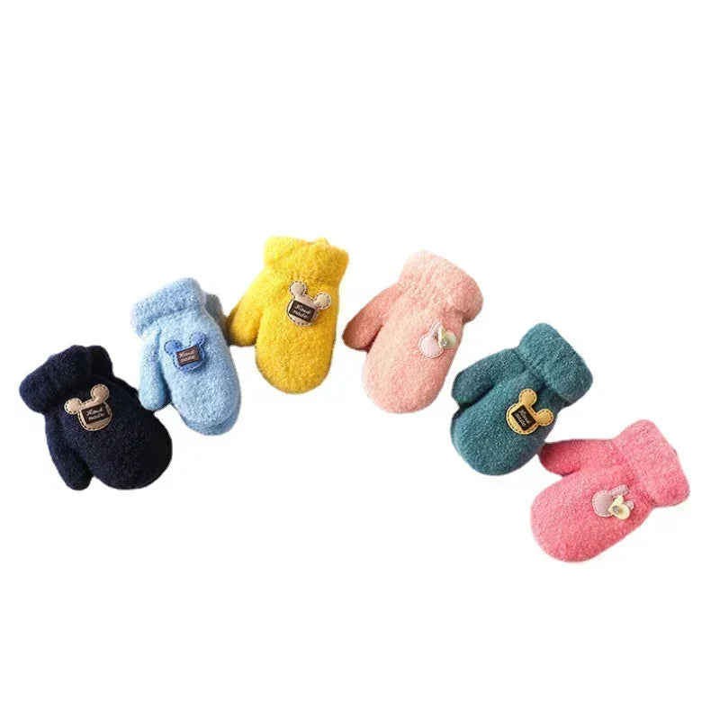 New 1-6 Years Old Baby Mittens Newborn Children Kids Winter Gloves Mohair Plush Thick Boys Girls Gloves Kids Accessories