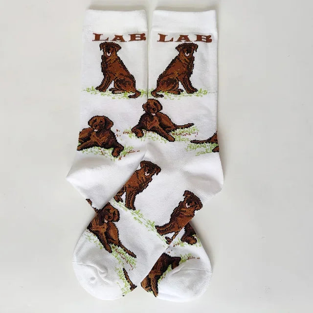 NEW Crew Fashion Funny Women Socks Border Collie Schnauzer Lab Scottie Beagle Boxer Pug Bulldog Sheltie Golden Doodle Retriever