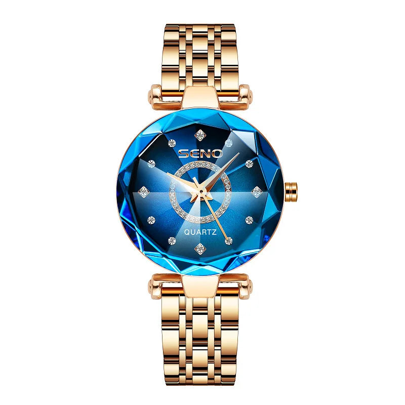 Quartz Watches For Women's 2023 Luxury Fashion Popular Ocean Heart Star Sky Diamond Face Steel Band Waterproof Wristwatch