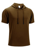 Mens Gym Thin Hoodie Short Sleeve Hoodies Fashion Jogger Sport Tshirt Man Solid Color Summer Daily Casual Athletic Fitness Tees