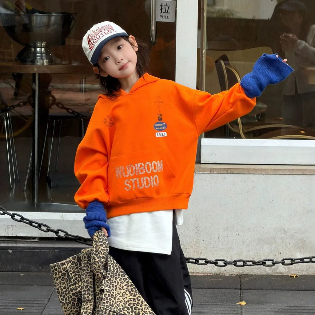 Children Clothes Kids Fashionable Hoodie Top 2026 Autumn New Hooded Sweatshirt Boys Solid Color Kids Casual Top