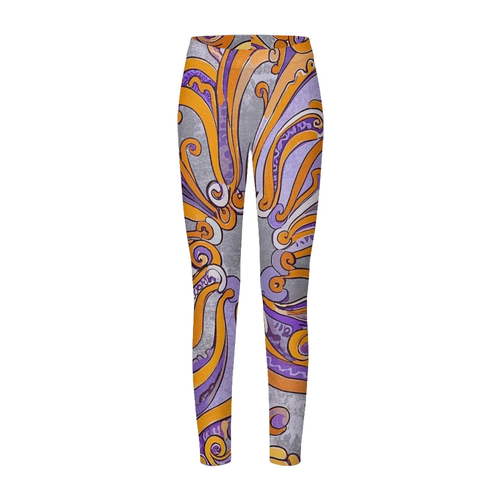 Women High-Waisted Vintage Paisley Print Sports Leggings Full Length Athletic Pants for Yoga Fitness and Casual Boho Chic Wear
