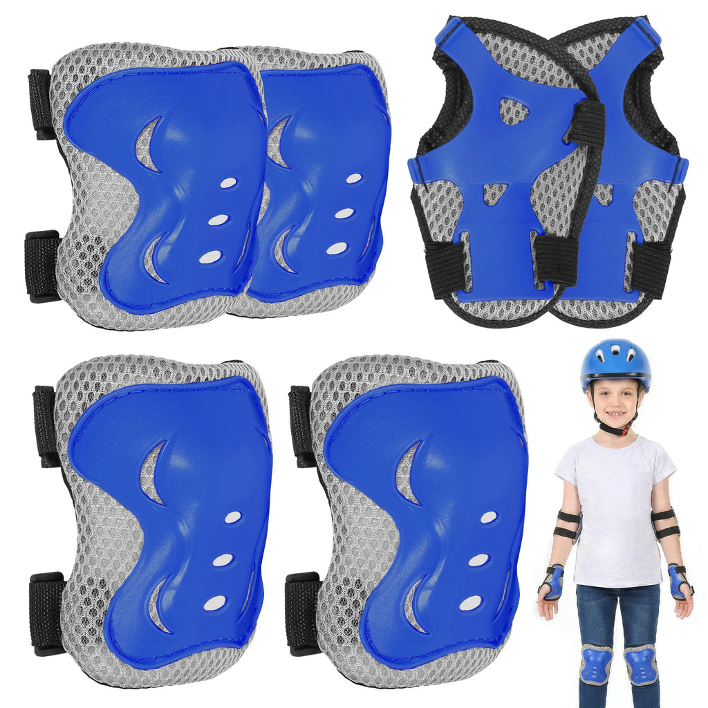 6Pcs Kids Knee Pads and Elbow Pads Wrist Guards Protective Gear Set for Bike Bicycle Cycling Skateboard Skating Sports Scooter