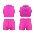 Kids Girls Swimwear 2Pcs Sleeveless Mock Neck Tank Crop Top Vest+Shorts Pants for Beach Pool Swimming Bathing Suit Sportswear