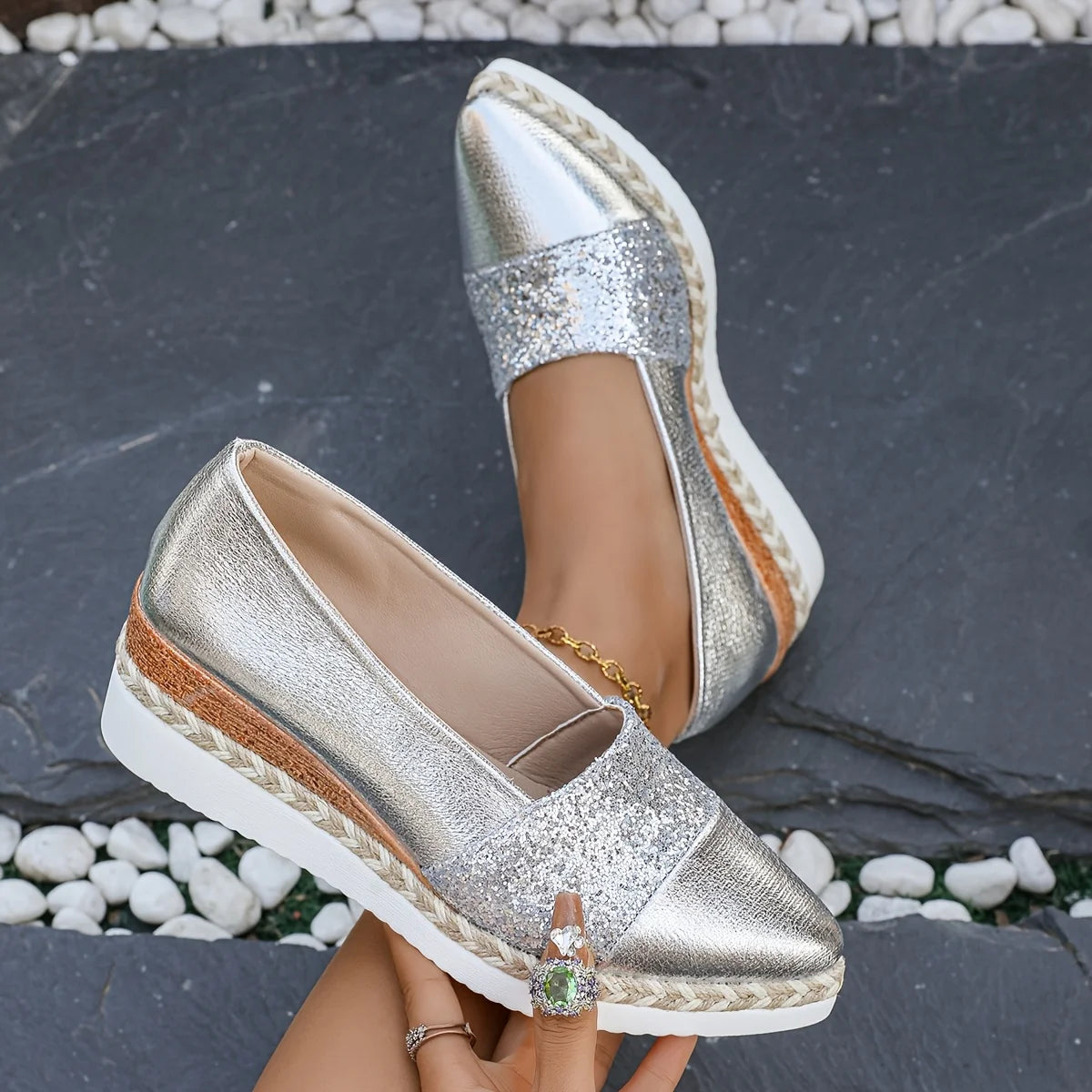 2025 Women Single Sneakers Pointed Head Wedge Platform Shoes for Women Mouth Anti-slip Shallow Casual Sneakers Zapatos Mujer