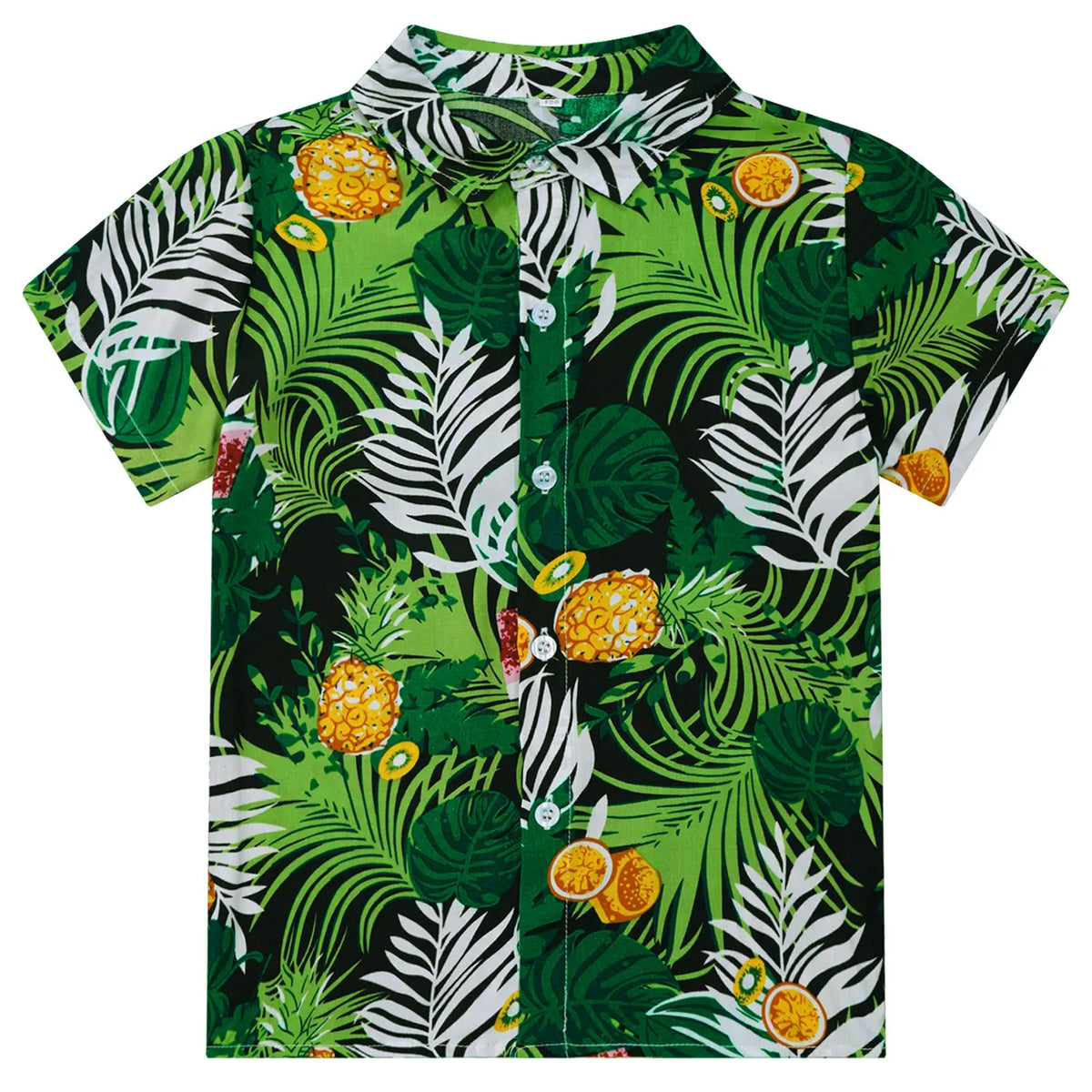 Kids Boys Hawaiian Shirts Tropical Graphic Print Short Sleeve Shirt Casual Turn-Down Collar Tee Tops for Vacation Beach Holiday