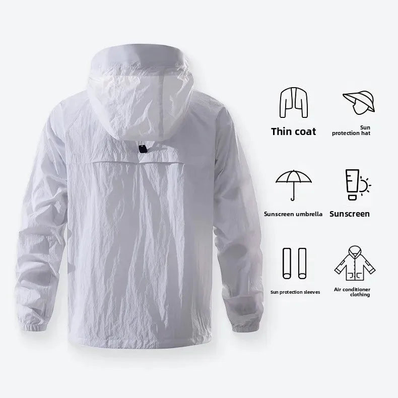 Original Yarn Sun Protection Clothing Ice Silk Outdoor Men's Anti-Uv Skin Shirt Summer Heatstroke Prevention Clothing