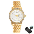 Elegant Women's Two Tone Crystal Watch Stainless Steel Band Quartz Wristwatch Ladies Dress Watches
