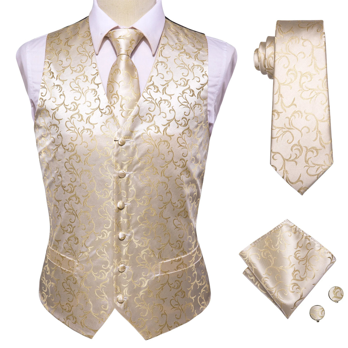 Hi-Tie Navy Paisley Dress Vest Set For Men Dark Blue Jacquard Men's Suit Vest Male Waistcoat For Wedding Formal Jacket