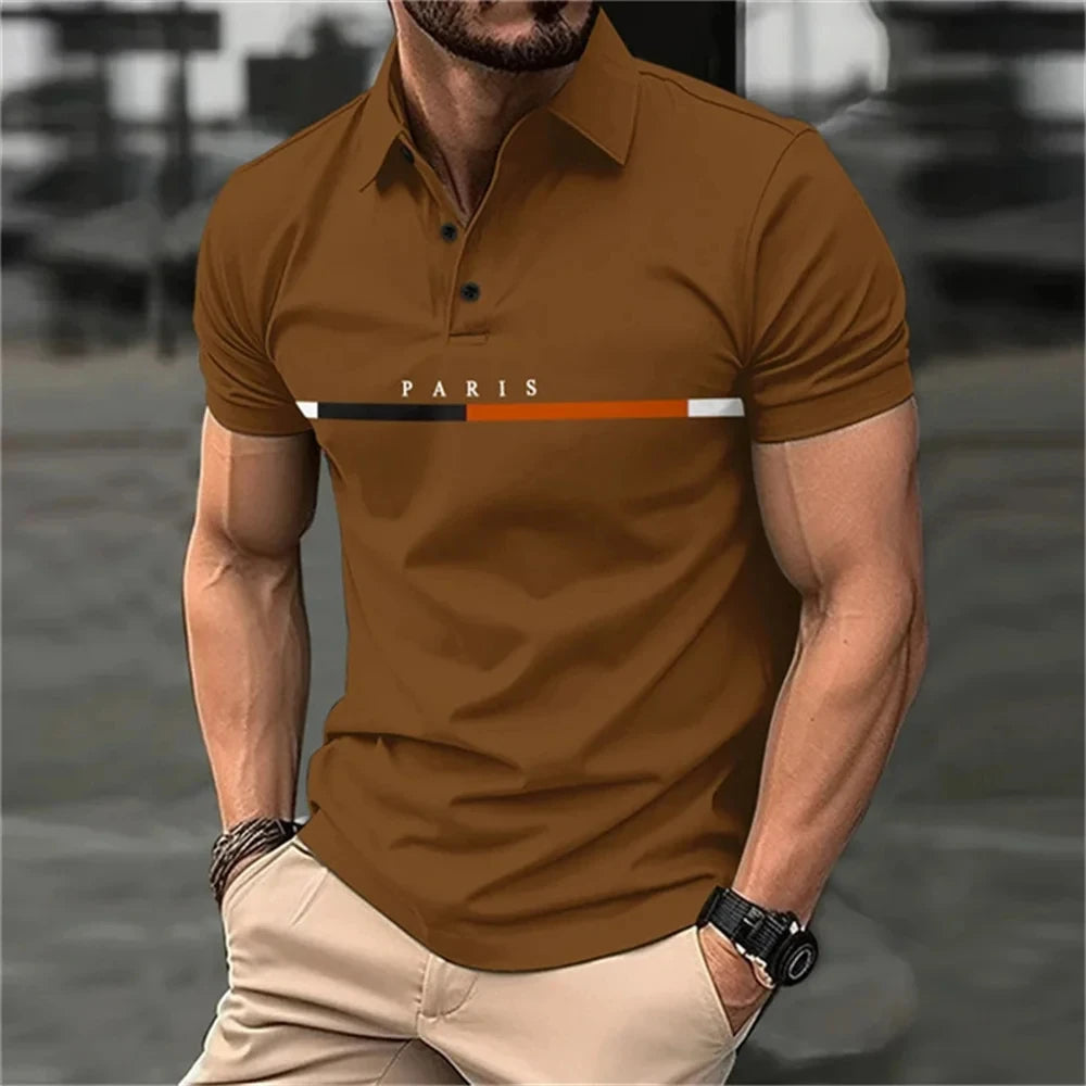 Letter Men's Summer Polo Shirt Breathable Golf Polo T-Shirt Sport Hiking Shirts Casual Work Short Sleeved Male Business Clothes