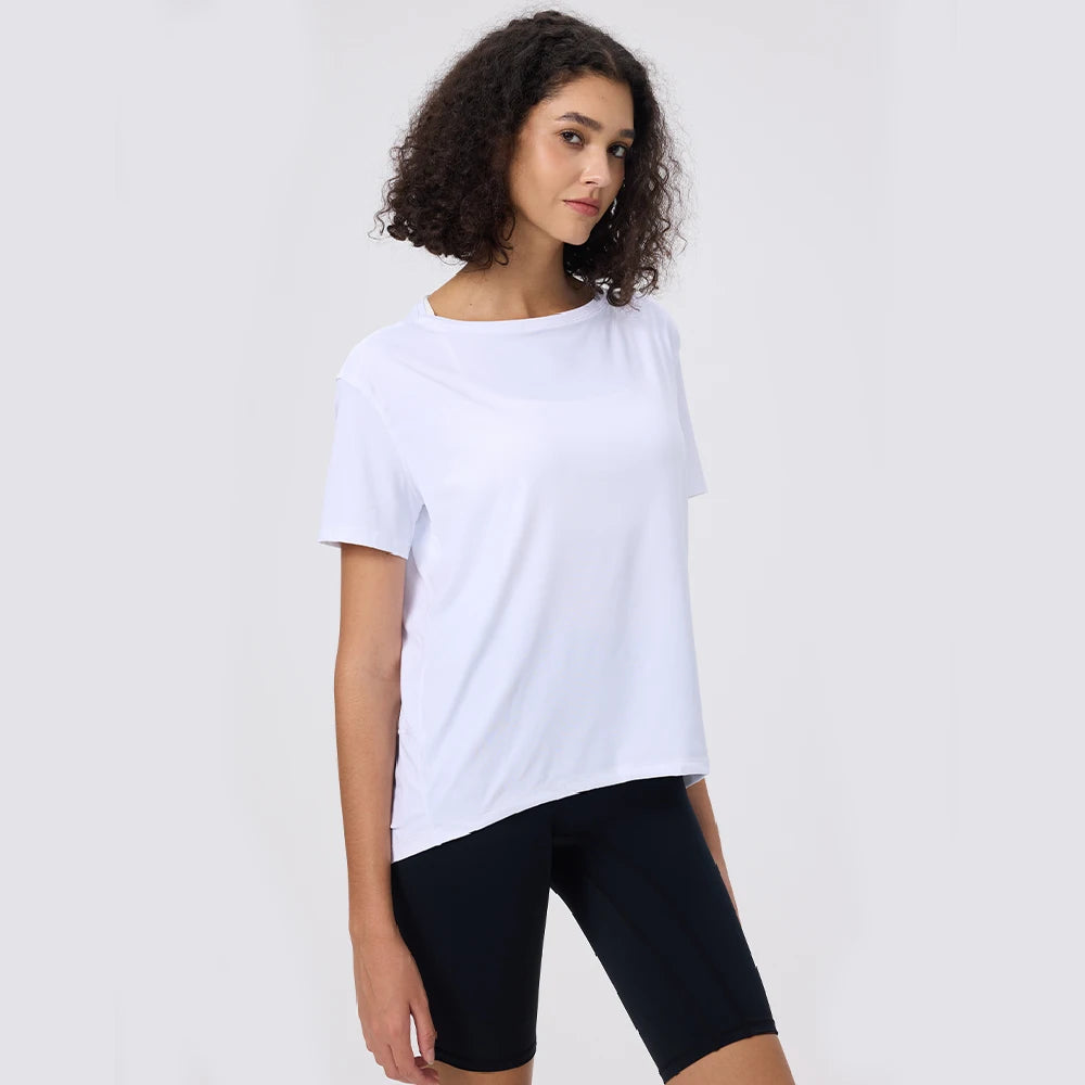 Woman Summer Sportswear Yoga T-shirt Suit for Fitness Sports Top Activewear Quick Drying Running Sleeve Tee Gym Pilates Clothes