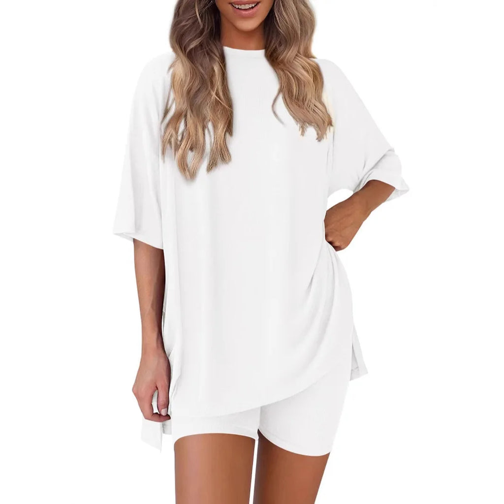2026 Summer Solid Color Pajama Set for Women Loose Slimming Casual Style Home and Outdoor Wear