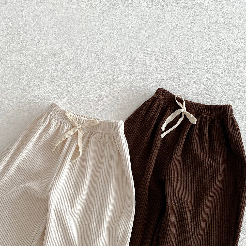 Kids Corduroy Pants for Boys Girls Casual Pocket Elastics Waist Pants Children Winter Casual Trousers Toddler Girl Clothing