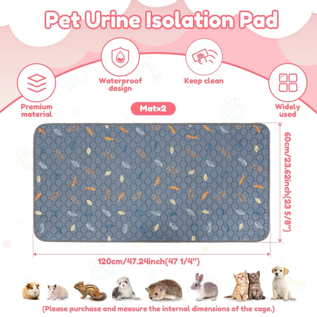 2Pcs Guinea Pig Pee Pad 47x24 Inch Puppy Kitten Blanket Bed Mat Absorbent Bedding Training Mat Reusable Small Pet Soft Sleep Mat