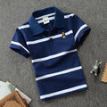 Kids Polo Shirts Summer Children's Short Sleeve Boys Top Polo Shirt Color Striped 2Y-12Y Teens Cotton Girls School Shirts