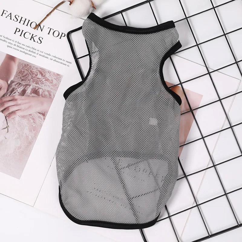 Pet Clothing with Large Mesh Breathable Spring/summer Vest Solid Color Cat and Dog Clothing Suitable for Indoor and Outdoor Use