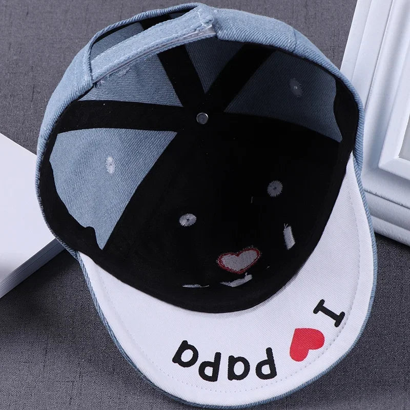 Baby Denim Baseball Cap I Love Mama  Summer Hat Kids Sun  For Boys And Girls Letter Children's Hats s