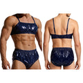 Mens 2 Piece Bathing Suit Waterproof Bikini Sets Adjustable Straps Cropped Cami Top with Briefs Swim Bottoms Swimsuit Beachwear