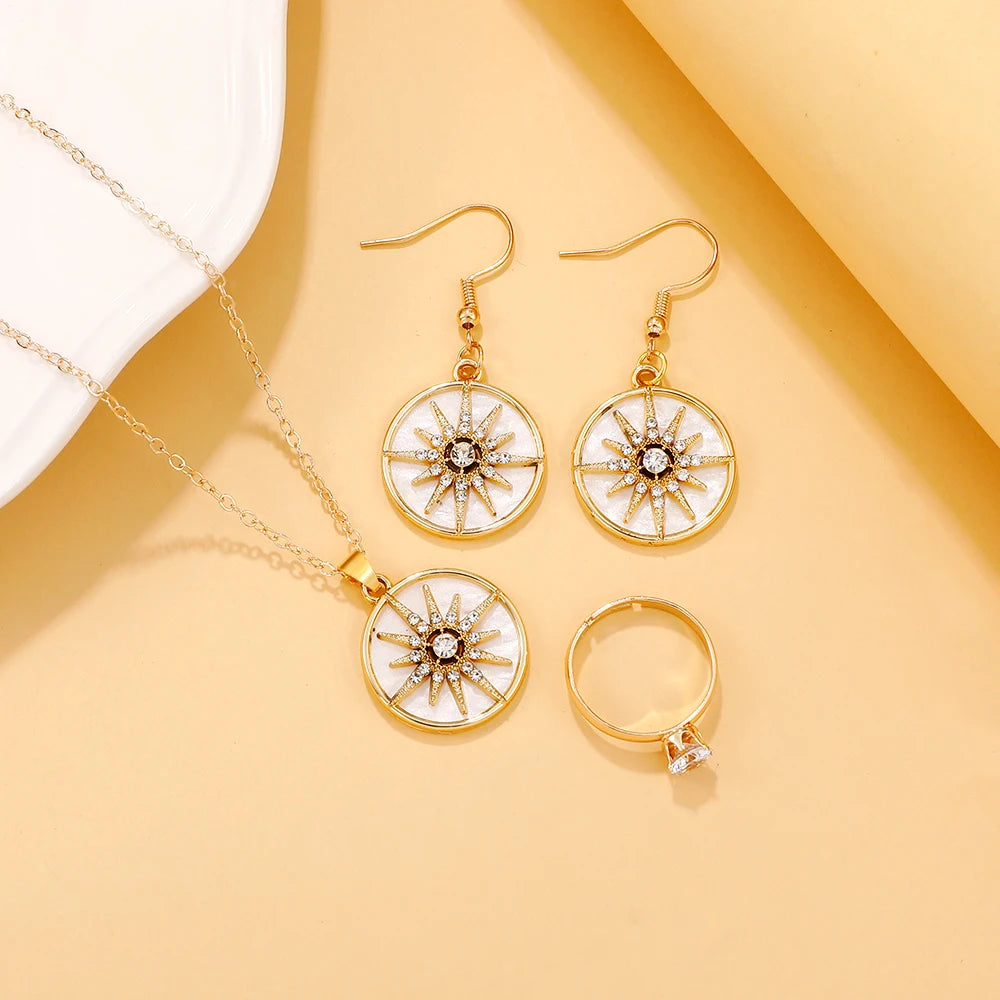 4PCS Women Jewelry Set , Fashion Women's Necklace Earrings Ring,  Minimalist Jewelry
