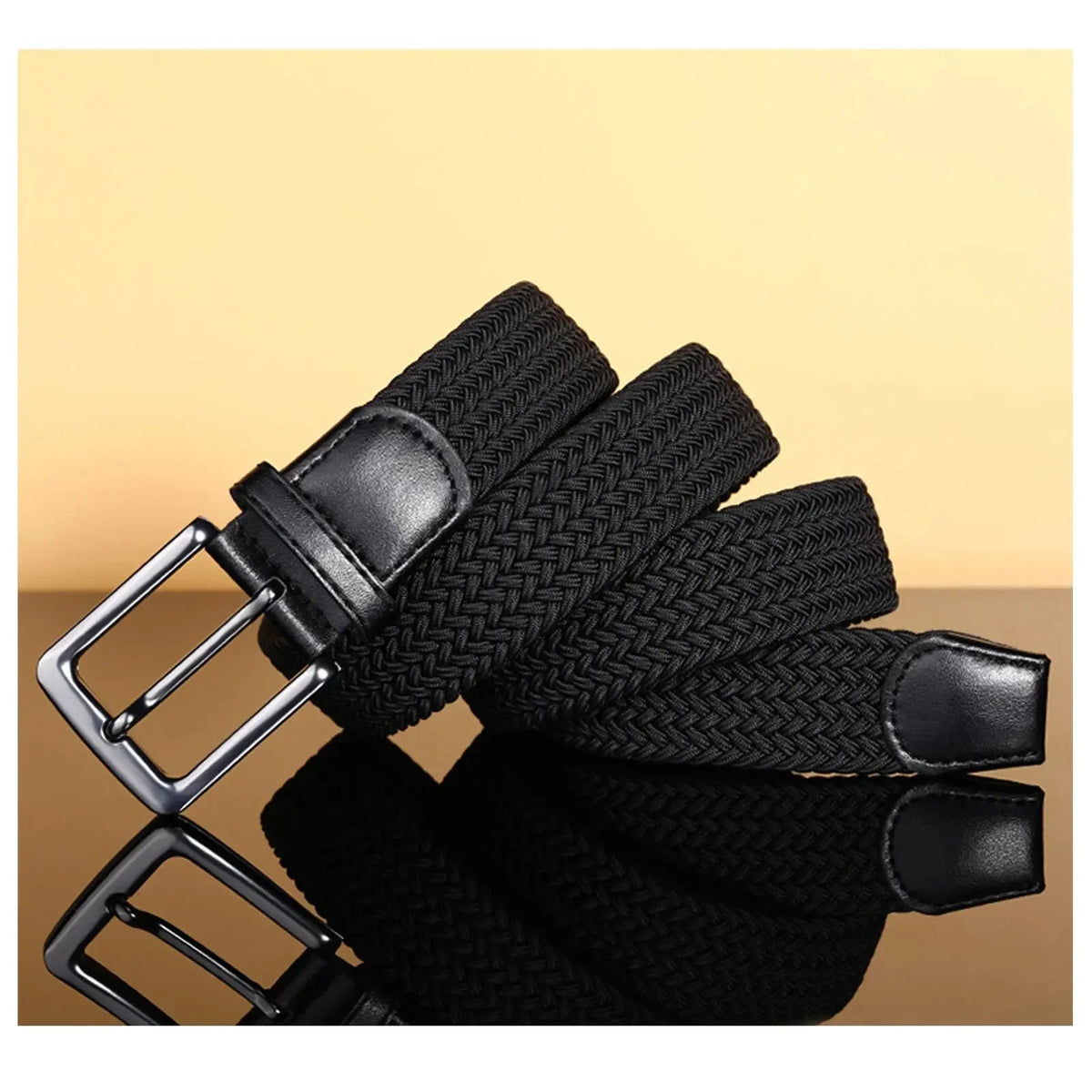 Men's Stretch Belts Elastic Braided 1 Pack, Woven Belt Men for Golf Casual Pants Shirts Jeans Comfortable