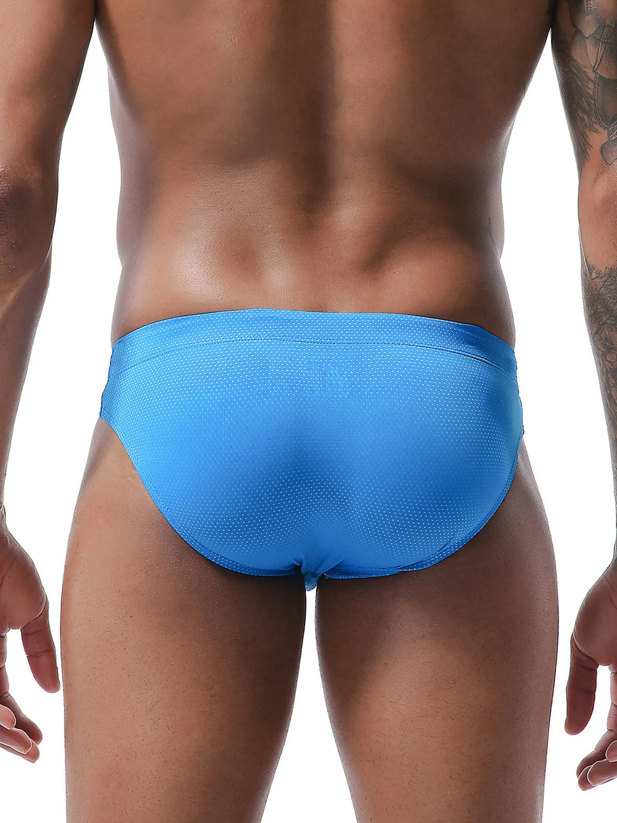 Men's Summer Swimwear Low Waist Swim Briefs Solid Color Seamless Stretch Breathable Beachwear Surf Board Shorts
