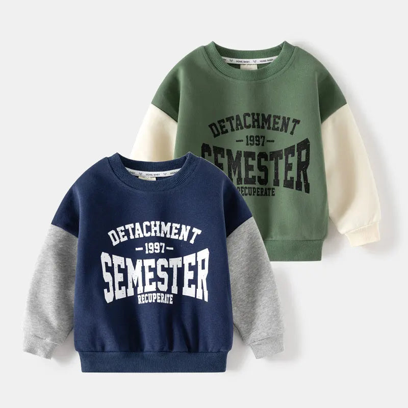 Kids Clothing  Fake Two-piece Hoodie  New Korean Version Boys' Baby Shirt Collar Splicing Hoodie Children's Wear TopsAutumn