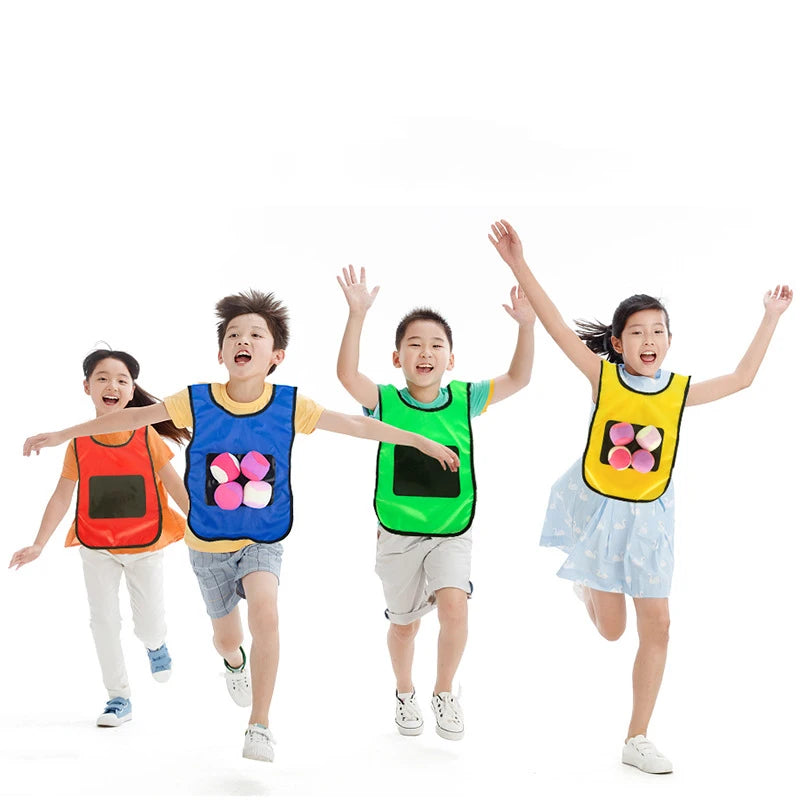 Kids Outdoor Sports Toy Vest Sticky Jersey Game Waistcoat With Sticky Ball Throwing Parent-child Interactive Exercise Toys Gift