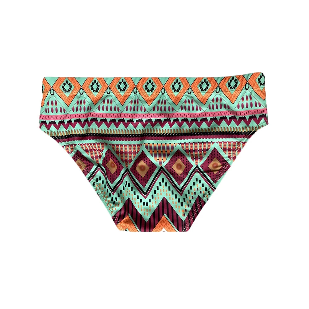 Summer Swimwear Man Swimming Briefs Sexy Mens Low Waist Print Swimsuit Sunga Hombre Pad Push Up Sport Quick Dry Bathing Suit